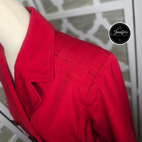 Esprit Women's Vintage Red Double Breasted Notch Lapel Raincoat/Jacket Size M - Picture 7 of 14